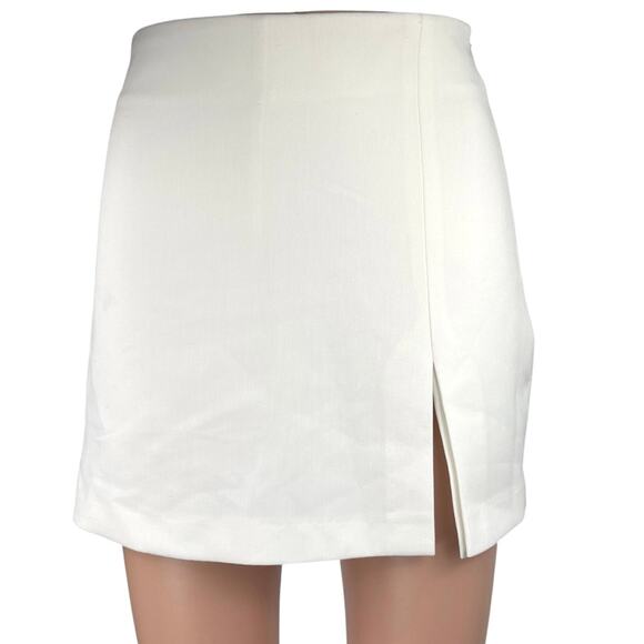 Zara Women's White Straight Pencil Slit Zipper Mini Wrap Skirt Skort Size XS - Picture 1 of 5